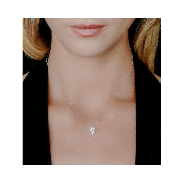 Masami Diamond Marquise Halo Necklace 0.10ct Pave Set in 9K White Gold - Image 2