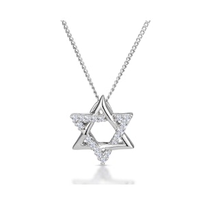 Star of David Lab Diamond Necklace 0.09ct in 925 Silver
