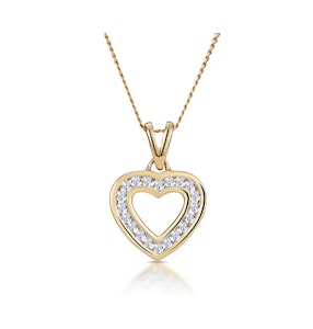 Diamond Heart Necklace 0.20ct Channel Set in 9K Gold