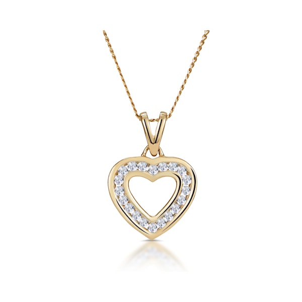 Diamond Heart Necklace 0.20ct Channel Set in 9K Gold - Image 1