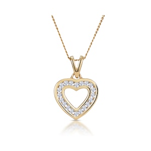 Diamond Heart Necklace 0.20ct Channel Set in 9K Gold