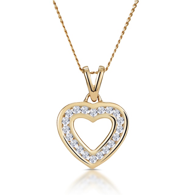 Diamond Heart Necklace 0.20ct Channel Set in 9K Gold - image 1