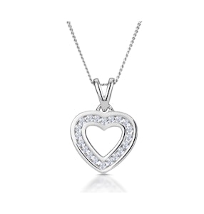 Diamond Heart Necklace 0.20ct Channel Set in 9K White Gold