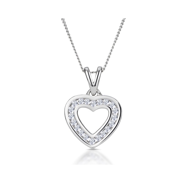 Diamond Heart Necklace 0.20ct Channel Set in 9K White Gold - Image 1