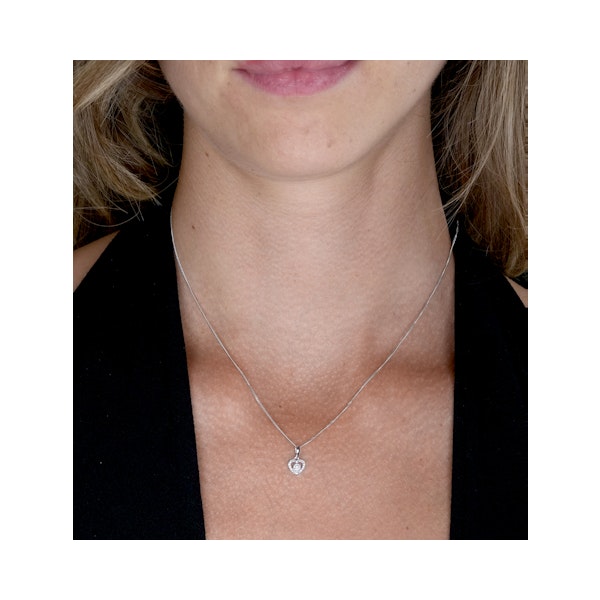 Diamond Heart and Circle Stellato Necklace in 9K White Gold - Image 2