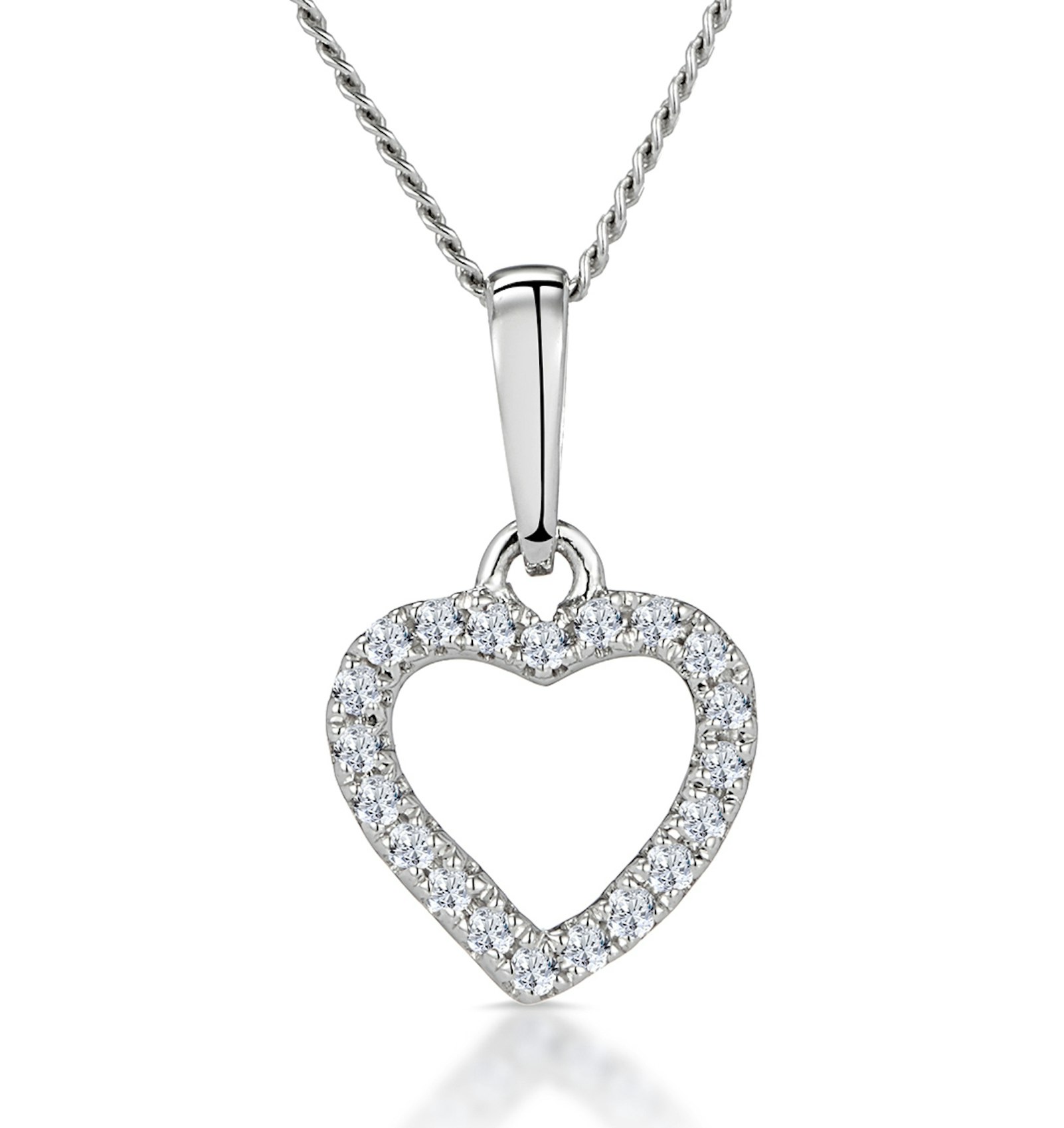 Stellato Diamond Heart Necklace in 9K White Gold
