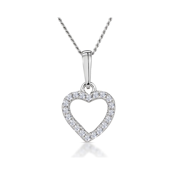 Stellato Diamond Heart Necklace in 9K White Gold - Image 1