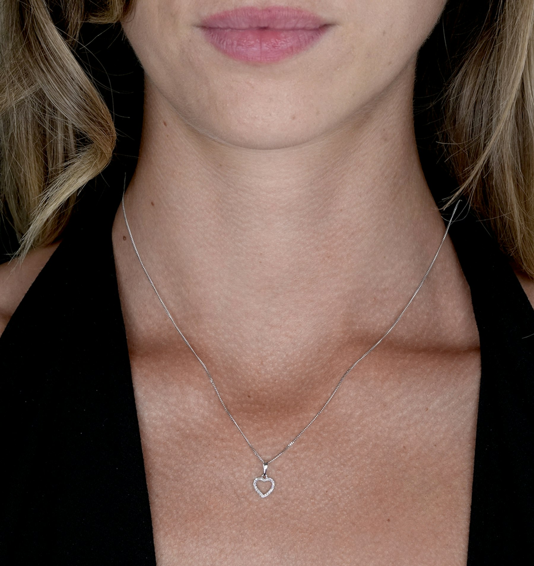 Stellato Diamond Heart Necklace in 9K White Gold