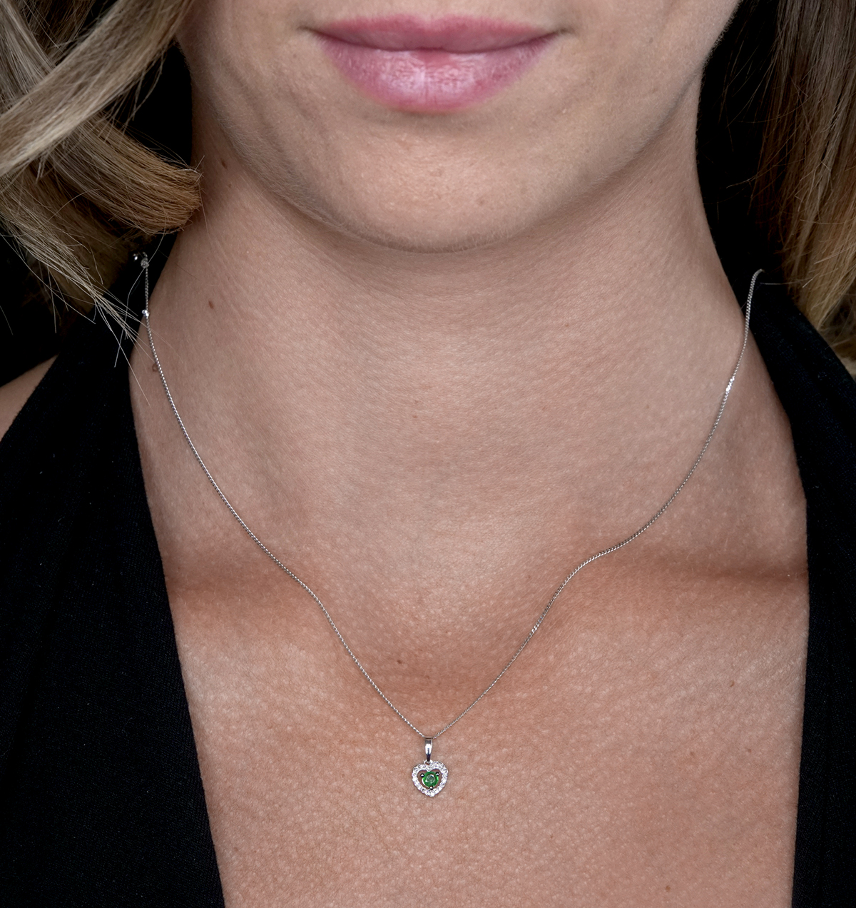 emerald diamond heart necklace