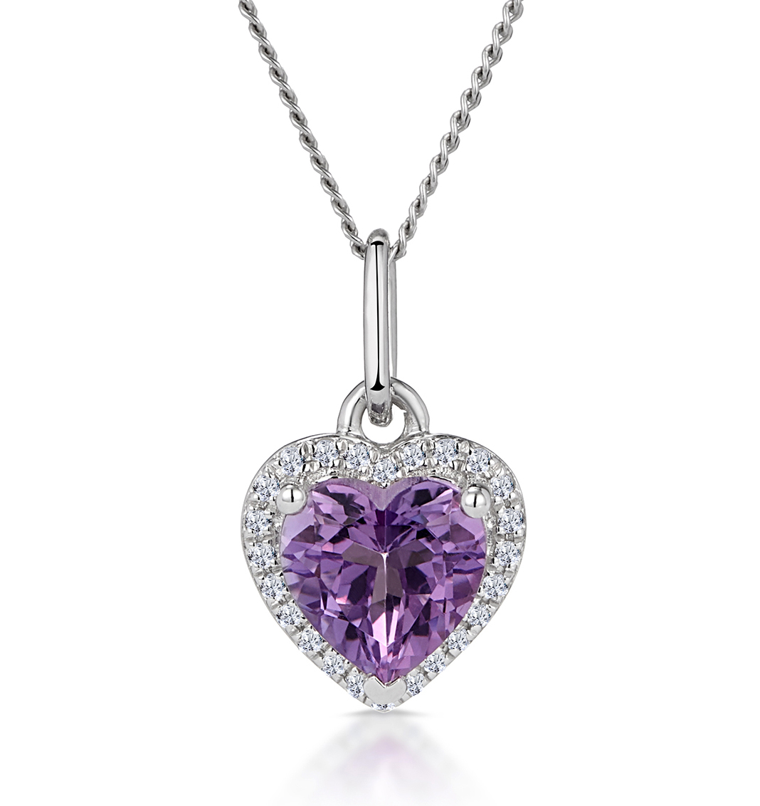 Details about   Amethyst Crystal Heart Necklace Petite Purple Pendant A23 Gold 
