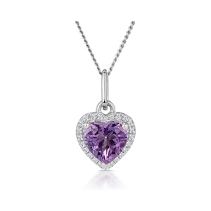 Stellato Amethyst and Diamond Heart Necklace in 9K White Gold