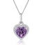 Stellato Amethyst and Diamond Heart Necklace in 9K White Gold - image 1