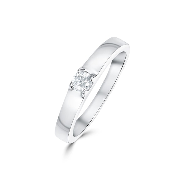 Solitaire Ring 0.11CT Diamond 9K White Gold SIZE J 1/2 - Image 1