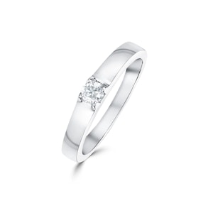 Solitaire Ring 0.11CT Diamond 9K White Gold SIZE J 1/2