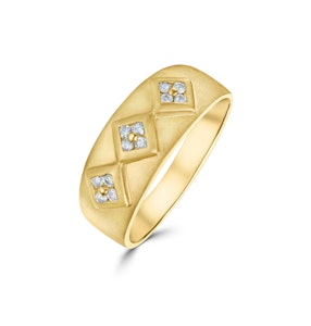 9K Gold Diamond Design Ring (0.18ct) - SIZE U