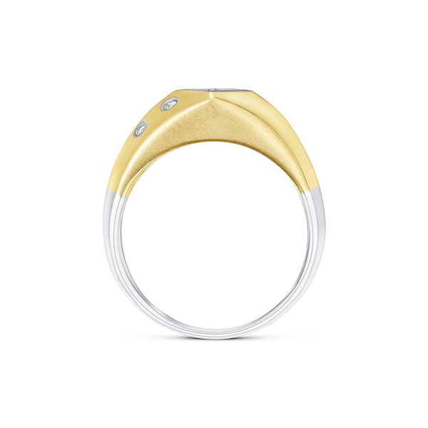 Diamond Ring with Bezeled Shoulders in Two Tone Gold - SIZE N - Image 2