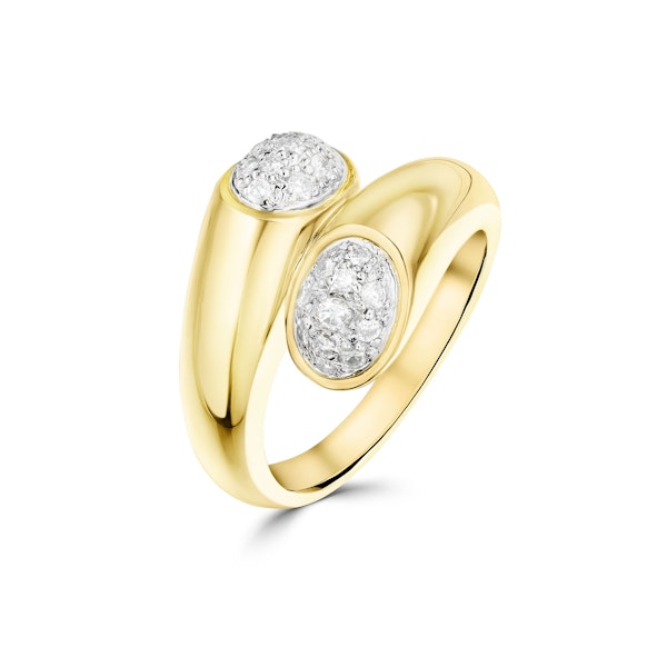 9K Gold Diamond Twist Ring (0.30ct) - SIZE N - Image 1