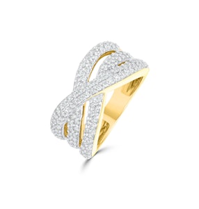 Wide Ring 0.50CT Diamond 9K Yellow Gold - Size H