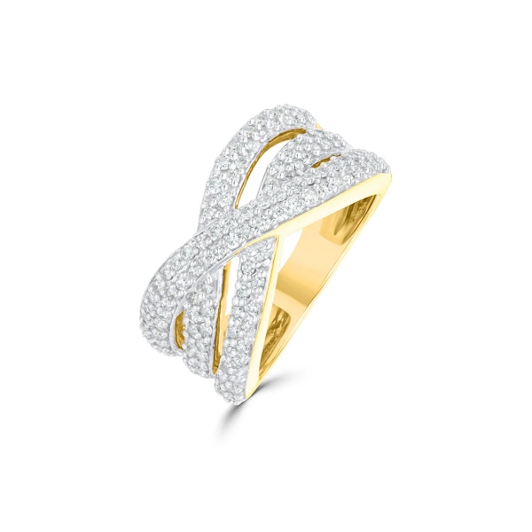 Wide Ring 0.50CT Diamond 9K Yellow Gold - Size H - Image 1