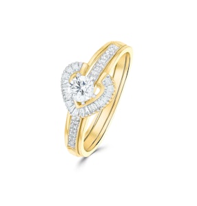 Diamond 0.65ct And 9K Gold Solitaire Ring with Shoulders SIZES M N