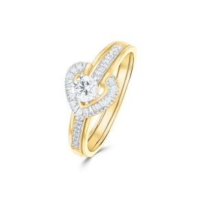 Diamond 0.65ct And 9K Gold Solitaire Ring with Shoulders SIZES M N