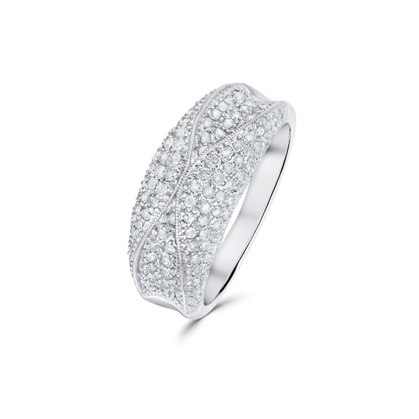 Pave Ring 0.50CT Diamond 9K White Gold SIZE K - Image 1