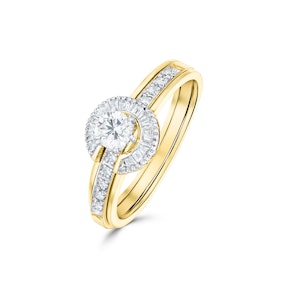 Diamond 0.65ct And 9K Gold Solitaire Ring with Shoulders SIZE N