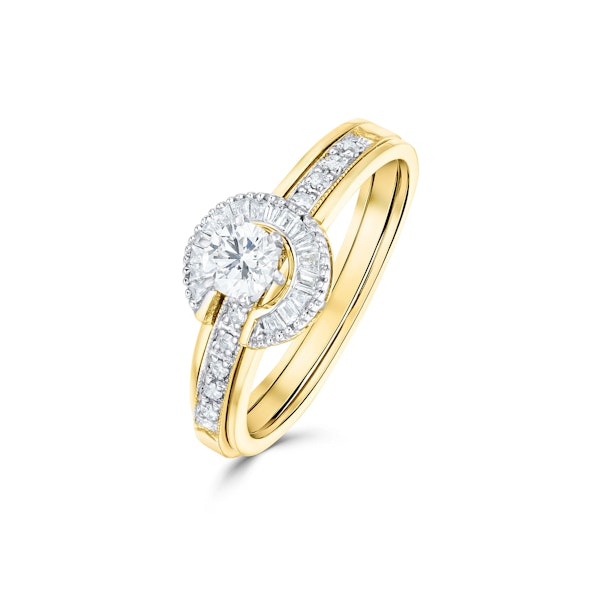 Diamond 0.65ct And 9K Gold Solitaire Ring with Shoulders SIZE N - Image 1