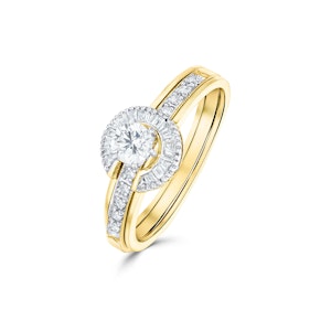 Diamond 0.65ct And 9K Gold Solitaire Ring with Shoulders SIZE N