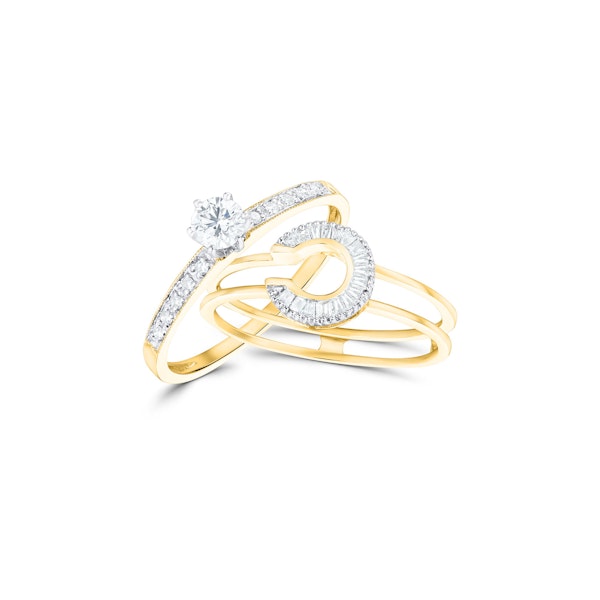 Diamond 0.65ct And 9K Gold Solitaire Ring with Shoulders SIZE N - Image 4