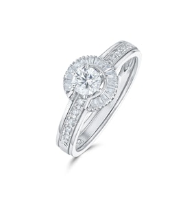 Diamond 0.65ct And 9K White Gold Solitaire Ring with Shoulders SIZE N
