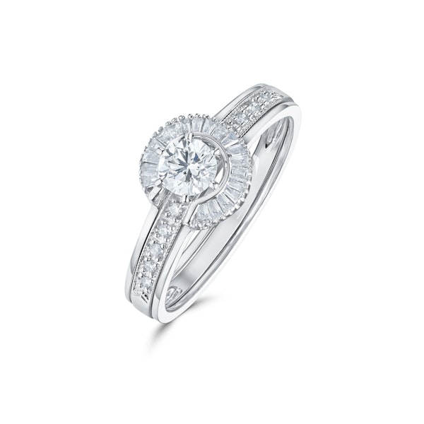 Diamond 0.65ct And 9K White Gold Solitaire Ring with Shoulders SIZE N - Image 1