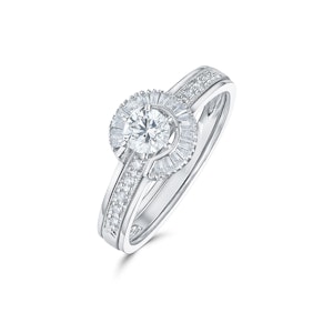 Diamond 0.65ct And 9K White Gold Solitaire Ring with Shoulders SIZE N