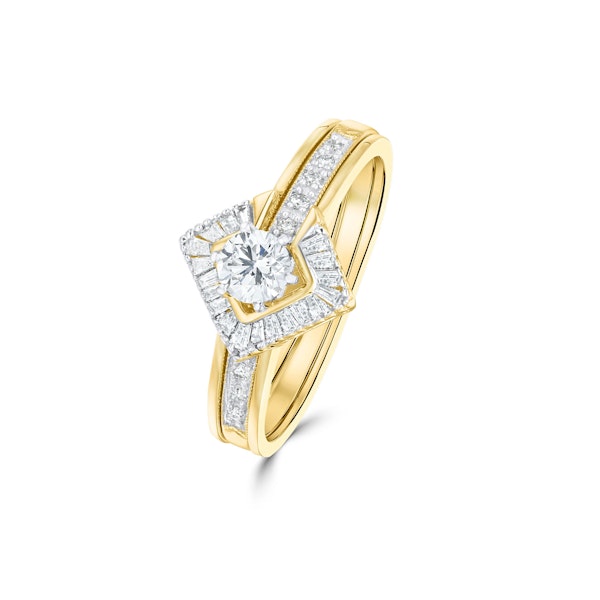 Diamond 0.65ct And 9K Gold Solitaire Ring with Shoulders SIZES M N - Image 1