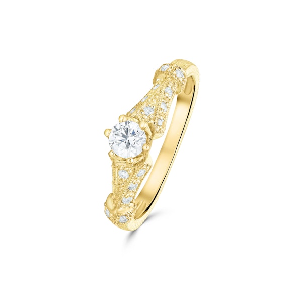 Diamond 0.65ct And 9K Gold Solitaire Ring with Shoulders SIZES M N N1/2 - Image 1
