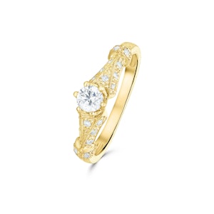 Diamond 0.65ct And 9K Gold Solitaire Ring with Shoulders SIZES M N N1/2