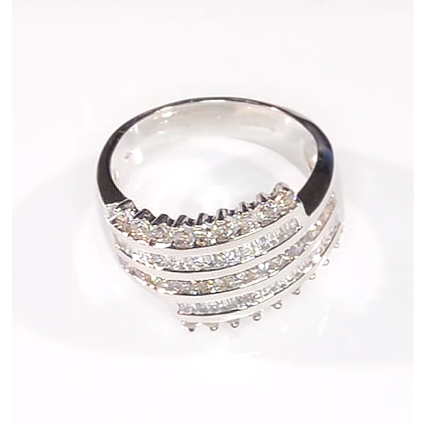 Big Fancy Ring 1.00CT Diamond 9K White Gold SIZES N and Q - Image 3