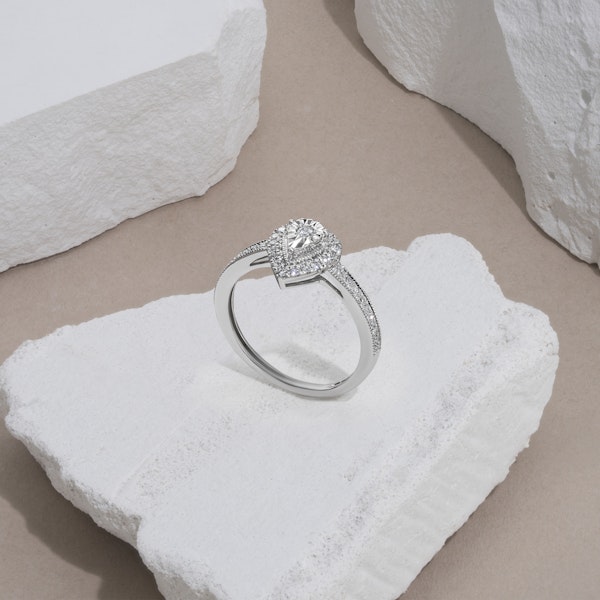 Masami Pear Shaped Pave Diamond Engagement Ring 0.15ct 9K White Gold - Image 6