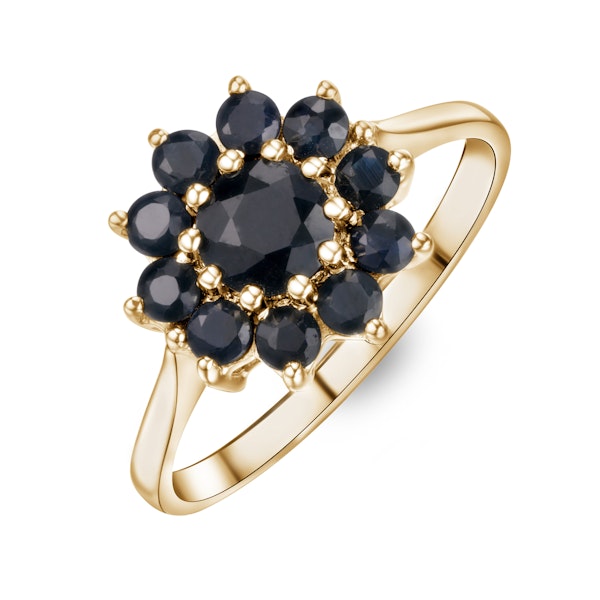 1.33ct Sapphire Cluster Ring in 9K Yellow Gold - Image 1