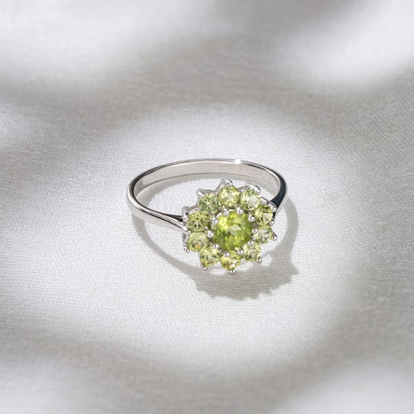 1.12ct Peridot Cluster Ring in 9K White Gold - Image 2