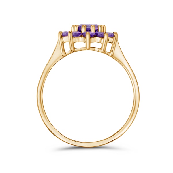 0.94ct Amethyst Cluster Ring in 9K Yellow Gold - Image 3