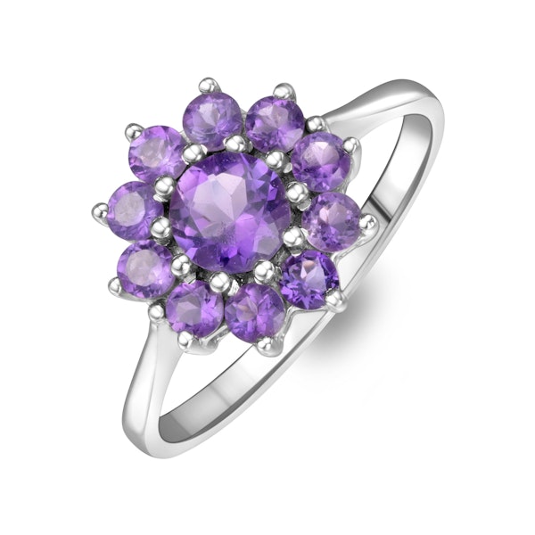 0.94ct Amethyst Cluster Ring in 9K White Gold - Image 1