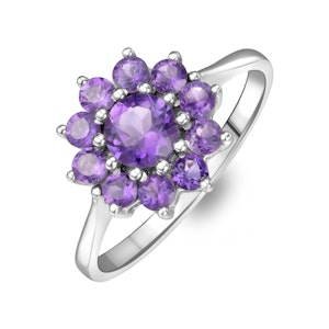 0.94ct Amethyst Cluster Ring in 9K White Gold