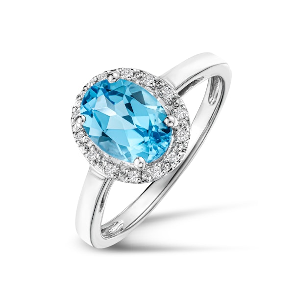 Blue Topaz 1.56CT And Diamond 925 Sterling Silver Ring - Image 1