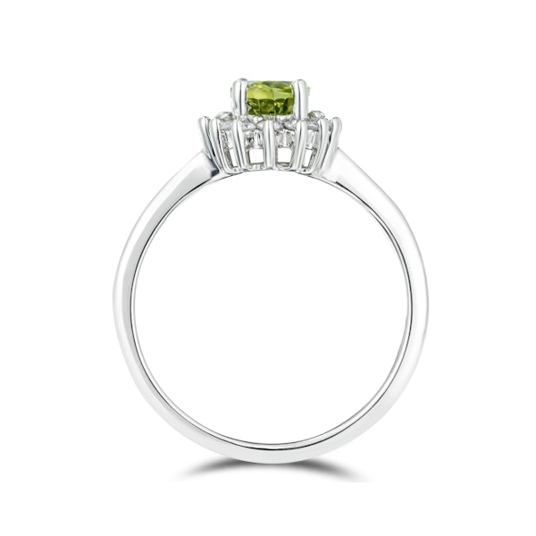 Peridot 7 x 5mm And Diamond 925 Sterling Silver Ring - Image 3