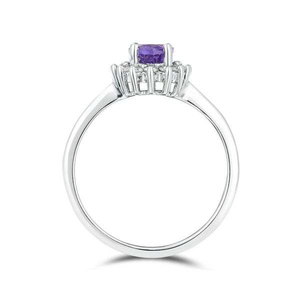 Amethyst 0.70ct And Diamond 925 Sterling Silver Ring - Image 3