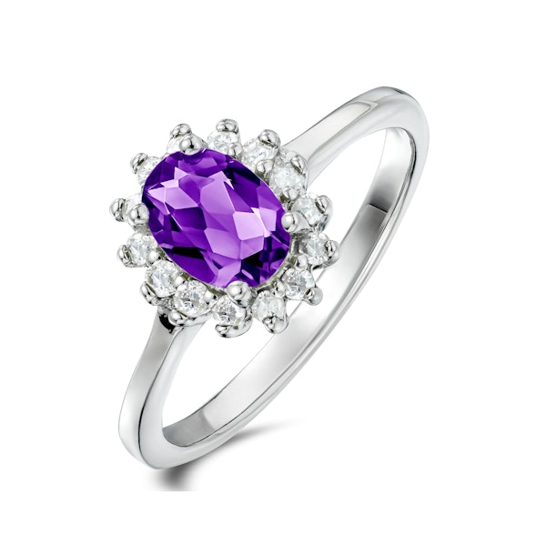 Amethyst 0.70ct And Diamond 925 Sterling Silver Ring - Image 1