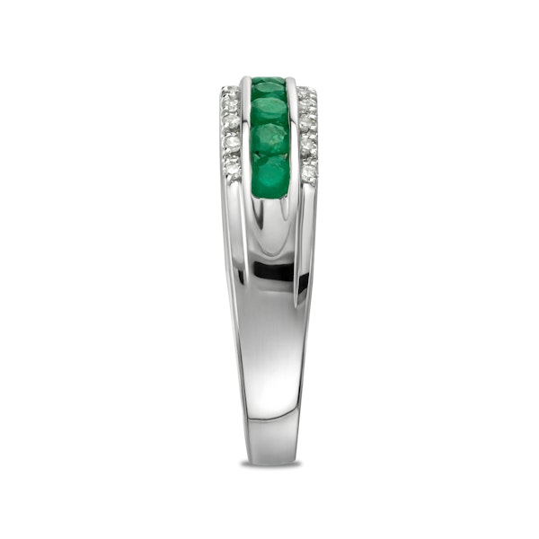 Emerald and Diamond Eternity Ring 0.56ct in 9K White Gold - Image 3