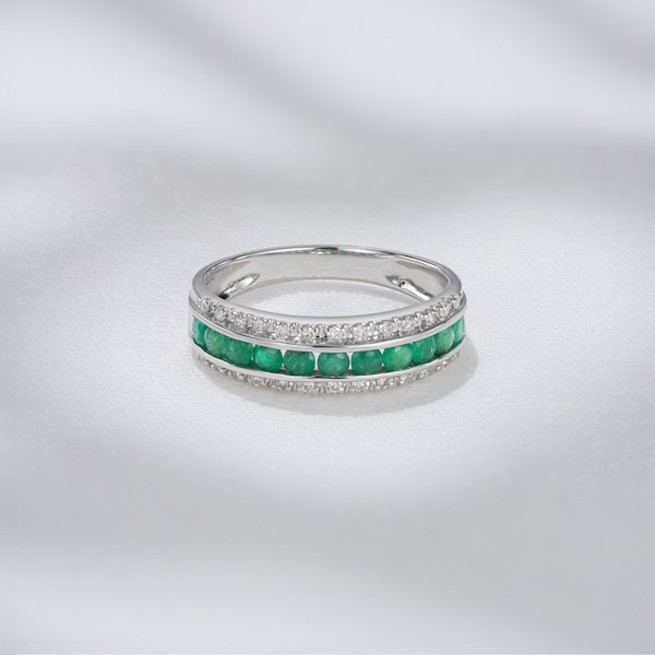 Emerald and Diamond Eternity Ring 0.56ct in 9K White Gold - Image 5