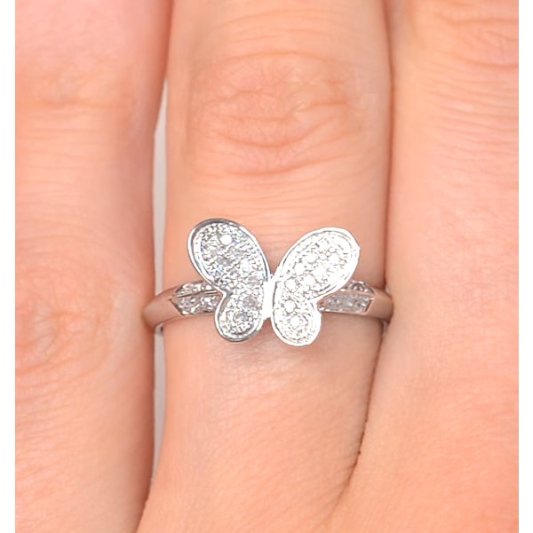 Diamond 0.15ct 9K White Gold Butterfly Ring SIZE L - Image 4